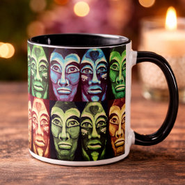 Maya-Krieger - Surrealismus bemalt Design Zweifarbige Tasse