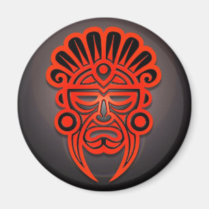 Maya Mask Design, rot und schwarz Magnet
