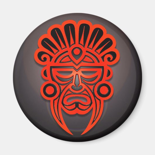 Maya Mask Design, rot und schwarz Magnet (Vorne)