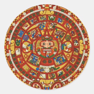 Maya Maya Aztec Antiker Kalender (Einzelheiten) Runder Aufkleber