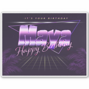 Maya Name Vorname lila retro Sticker Geburtstag