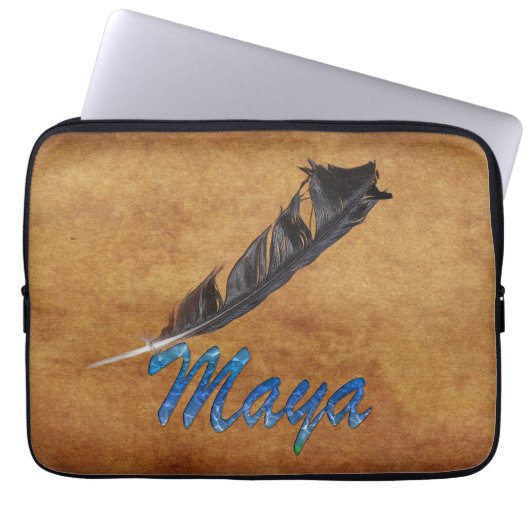 MAYA Native American Feather Laptop Sleeve (Vorderseite)
