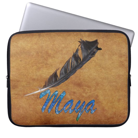 MAYA Native American Feather Laptop Sleeve (Vorderseite)