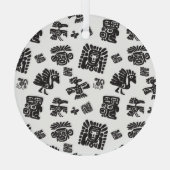Maya Schwarz-weißes ethnisches Muster Ornament Aus Glas (Rückseite)