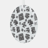 Maya Schwarz-weißes ethnisches Muster Ornament Aus Glas (Vorderseite links)
