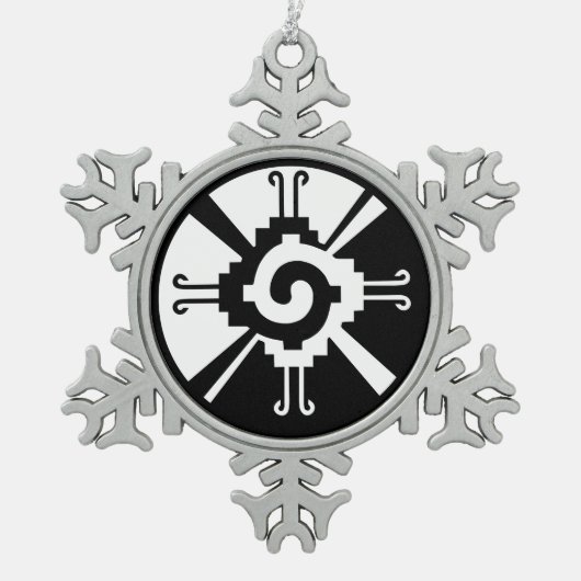 maya Symbol Glyph zentralamerikanische Zivilisatio Schneeflocken Zinn-Ornament (Vorderseite)
