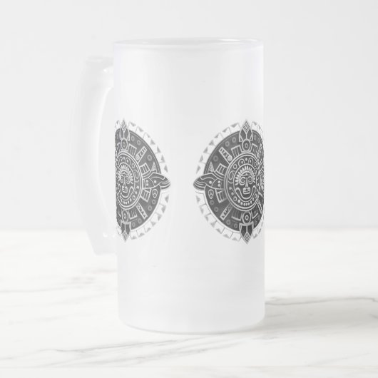 Maya-Symbol Mattglas Bierglas (Vorderseite Links)