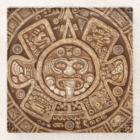 Maya Tribal Pagan: Ziertextur Glasuntersetzer (Vorderseite)