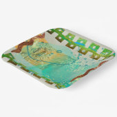 Maya Turquoise & Gold Mexican Boho Pappteller (Gewinkelt)