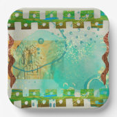 Maya Turquoise & Gold Mexican Boho Pappteller (Vorderseite)