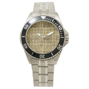 Maya- und aztekisches Glyphsgold auf Vintager Armbanduhr