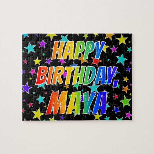 "MAYA" Vorname, Spaß "GLÜCKLICHER GEBURTSTAG" Puzzle (Horizontal)