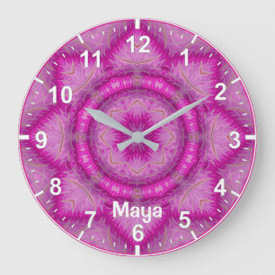 MAYA ~ WOW! Fraktalmuster Rosa-Töne ~ Große Wanduhr