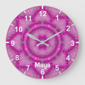MAYA ~ WOW! Fraktalmuster Rosa-Töne ~ Große Wanduhr