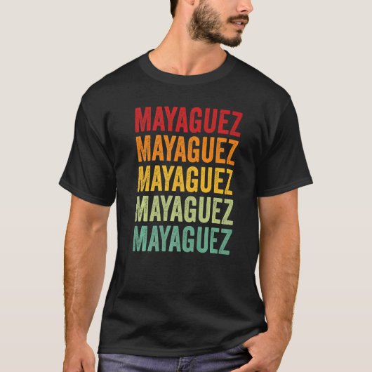 Mayaguez Landkreis Puerto Rico Rainbow Text T-Shirt (Vorderseite)