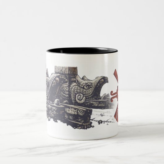 MayaHunab Ku mit Klapperschlangen Zweifarbige Tasse (Mittel)