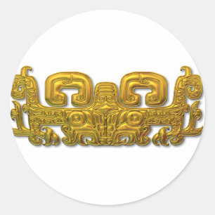MayaJaguar - Gold Runder Aufkleber