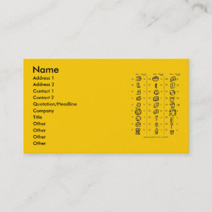 Mayan Alphabet Business Card Visitenkarte