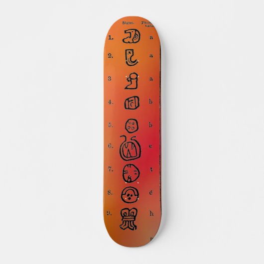 Mayan Alphabet Skateboard (Vorne)