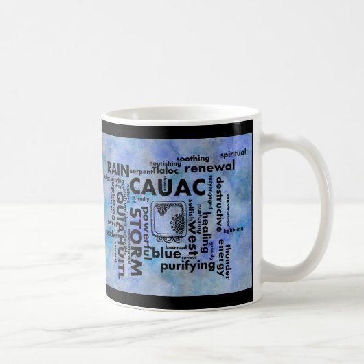Mayan Aztec Birth Word Cloud Cauac Quiahuital Tass Kaffeetasse (Rechts)