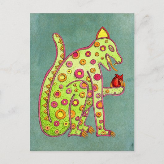 Mayan Aztec Jaguar über grüne Hintergründe Postkar Postkarte (Vorderseite)