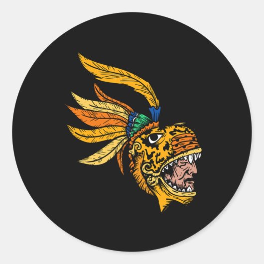 Mayan Aztec Jaguar Warrior Inca Civilizatoin Cultu Runder Aufkleber (Vorderseite)