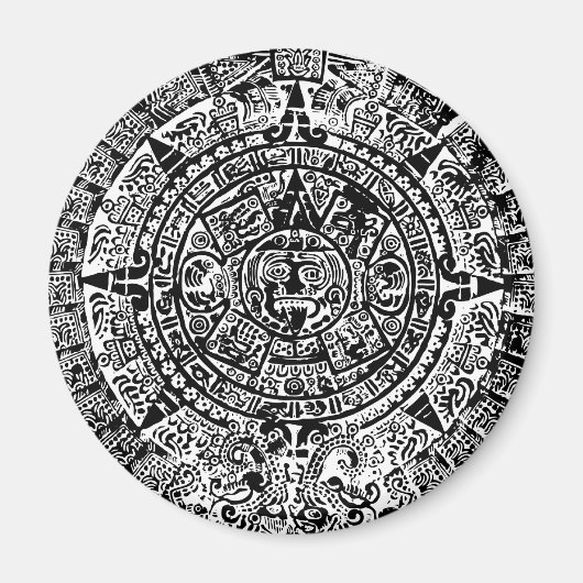 Mayan Calendar Black Magnet (Vorne)
