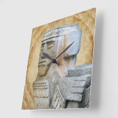 Mayan Chacmool Statue Quadratische Wanduhr (Winkel)