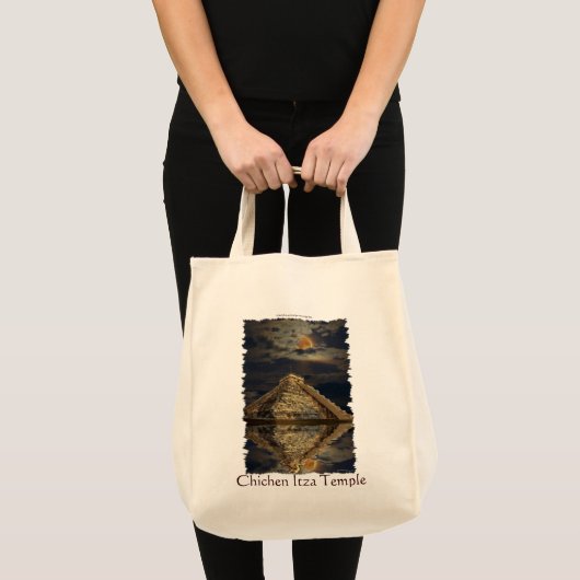 Mayan Chichen Itza Temple & Moon Tote Bag Tragetasche (Vorderseite (Produkt))