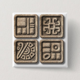 Mayan Glyphs-stone Button