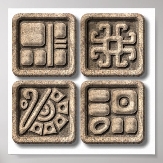 Mayan Glyphs-stone Poster (Vorne)