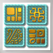 Mayan Glyphs-türkis Poster (Vorne)