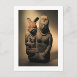 Mayan Goodess Ixchel und ihr Kaninchenbegleiter Postkarte