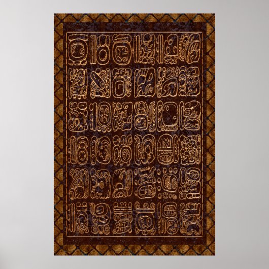 Mayan Hieroglyphics Panel Fantastische Bergwelten Poster (Vorne)
