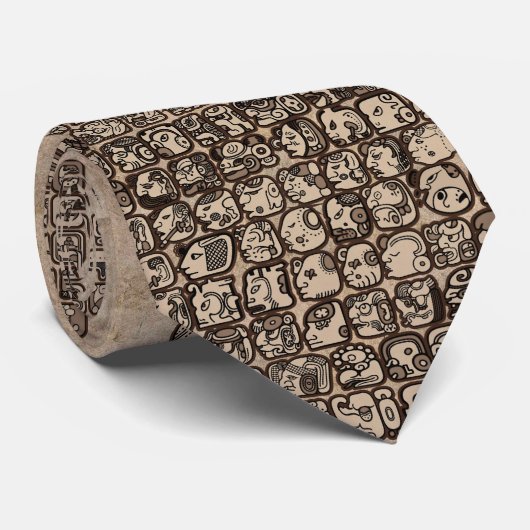 Mayan Hieroglyphs Krawatte (Gerollt)