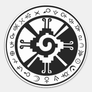 Mayan Hunab Ku Creator & Planetensymbole Runder Aufkleber