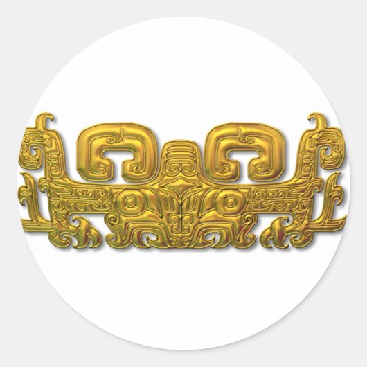 Mayan Jaguar - Gold Runder Aufkleber (Vorderseite)