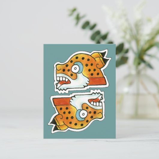 Mayan Jaguar Symbol Postkarte (Stehend Vorderseite)
