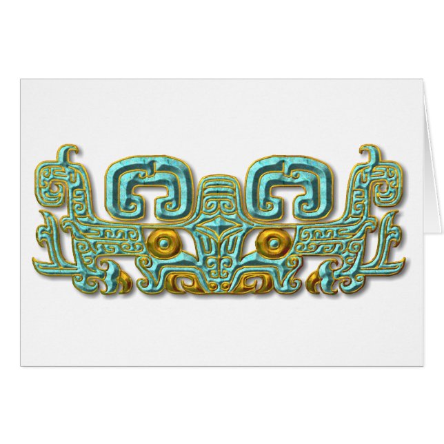 Mayan Jaguar-Türkis und Gold (Vorderseite (Horizontal))