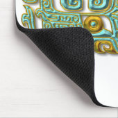 Mayan Jaguar-Türkis und Gold Mousepad (Ecke)