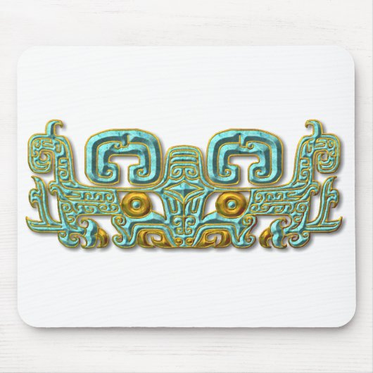 Mayan Jaguar-Türkis und Gold Mousepad (Vorne)