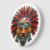 Mayan Mask Mexico Reisen Große Wanduhr (Winkel)