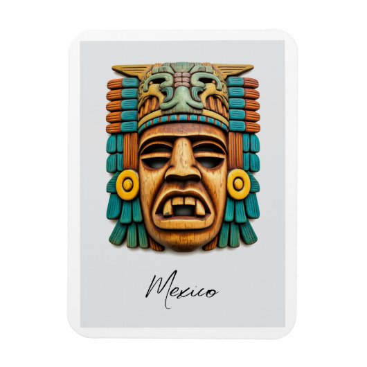 Mayan Mask Mexico Reisen Magnet (Vertikal)