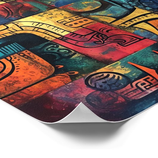 Mayan Matrix: Geometrische Echoes Poster (Ecke)