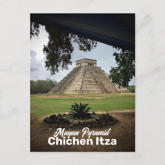 Mayan Pyramid CHICHEN ITZA Reisen Souvenir Postkarte (Vorderseite)