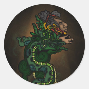 Mayan Serpent God Runder Aufkleber