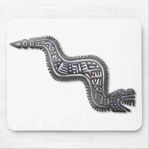 Mayan Serpent - Schwarz und Silber Mousepad