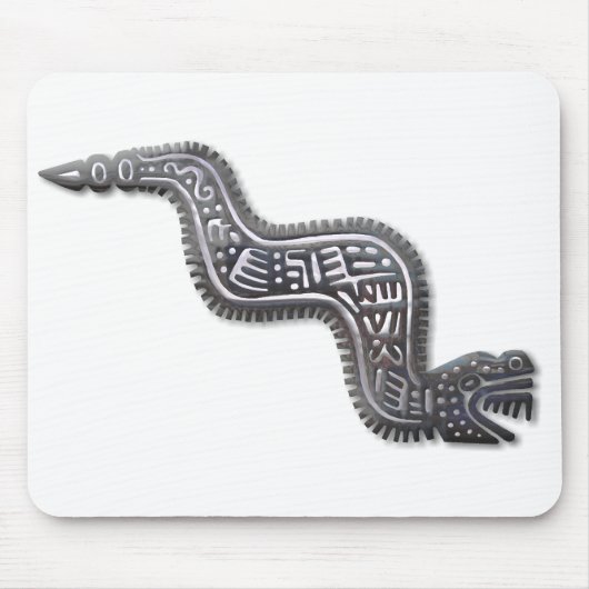 Mayan Serpent - Schwarz und Silber Mousepad (Vorne)