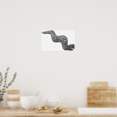 Mayan Serpent - Schwarz und Silber Poster (Küche)