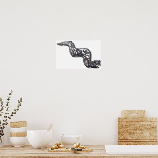 Mayan Serpent - Schwarz und Silber Poster (Küche)